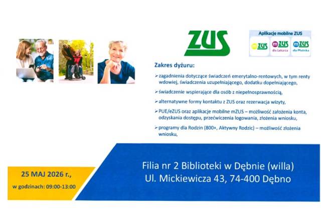Dyżur konsultacyjny ZUS w Dębnie