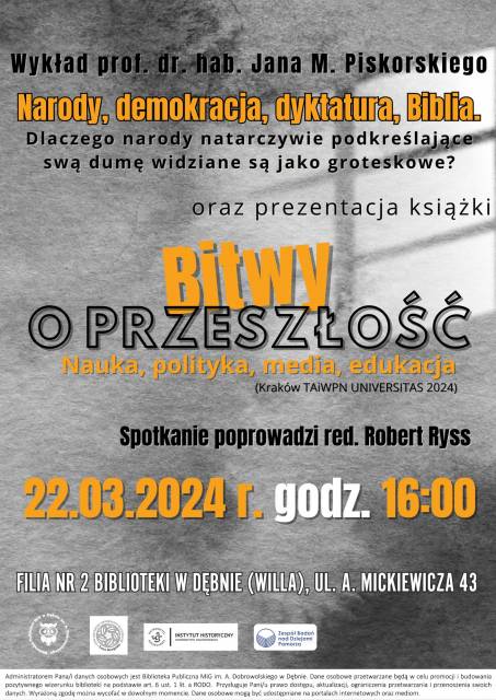 Promocja - książki autorstwa Jana Piskorskiego pt. "Bitwy o przeszłość"